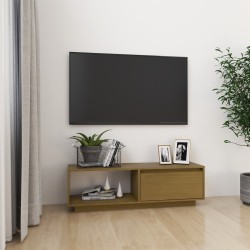 vidaXL Mueble de TV de madera maciza pino marrón miel 110x30x33,5 cm