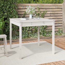 vidaXL Mesa de jardín madera maciza de pino blanco 82,5x82,5x76 cm