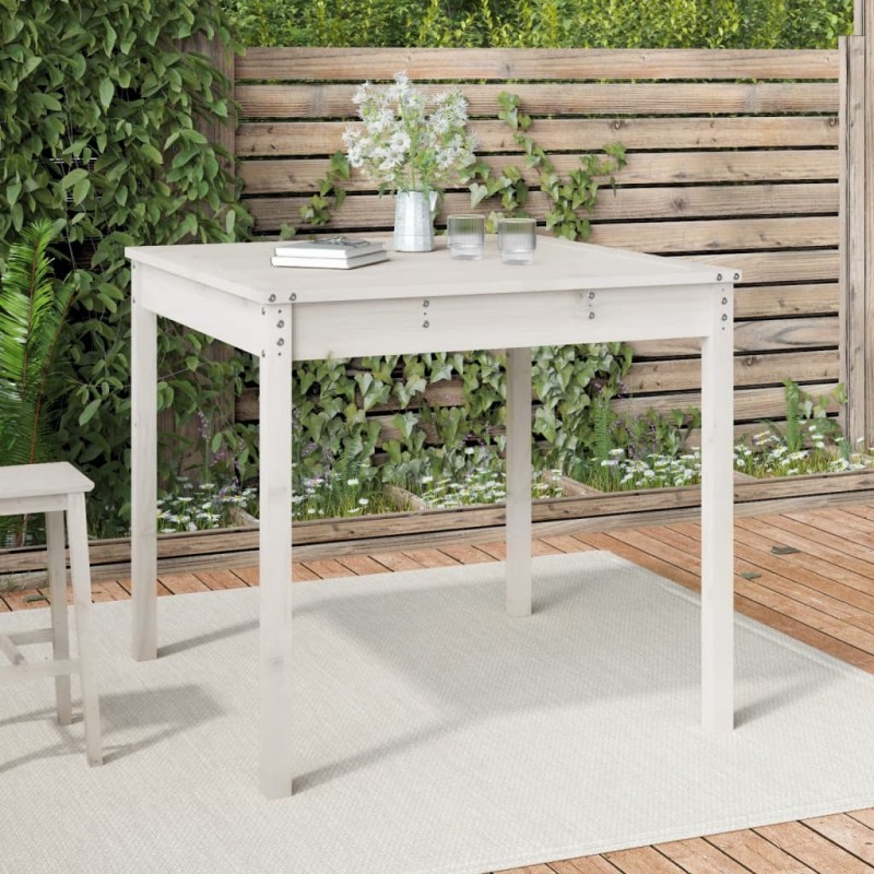 vidaXL Mesa de jardín madera maciza de pino blanco 82,5x82,5x76 cm vidaXL Mesa de jardín madera maciza de pino blanco 82,5x82,5x76 cm