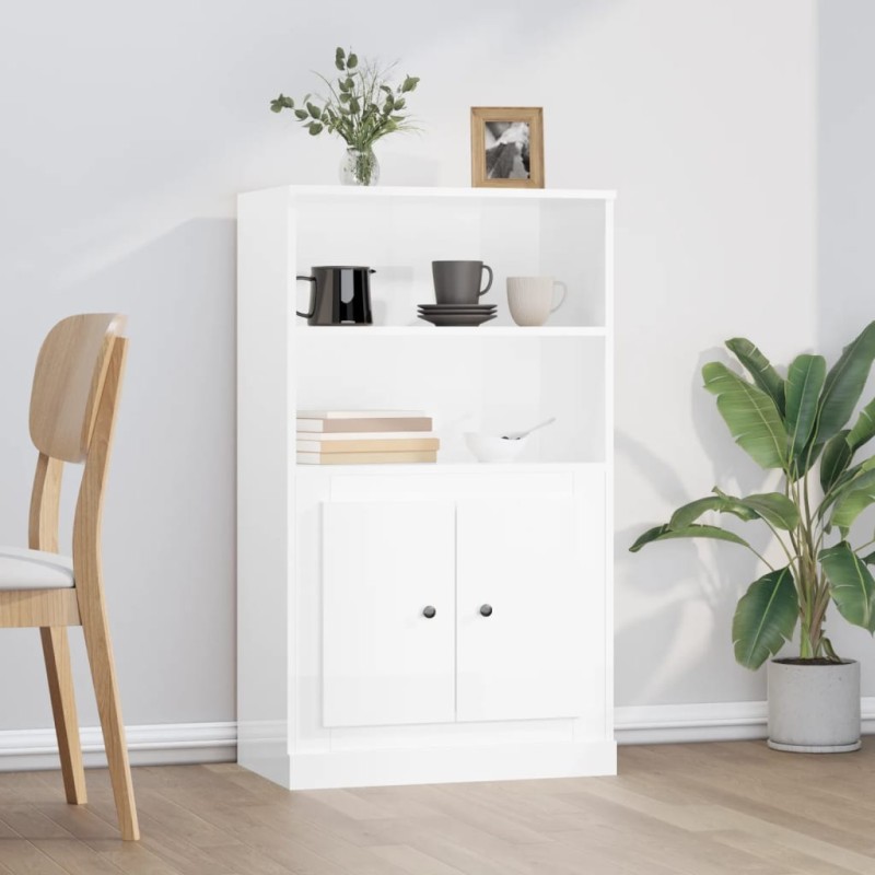 vidaXL Aparador de madera contrachapada blanco brillo 60x35,5x103,5 cm vidaXL Aparador de madera contrachapada blanco brillo 60x35,5x103,5 cm