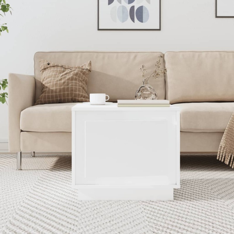 vidaXL Mesa de centro madera contrachapada blanco brillo 51x50x44 cm vidaXL Mesa de centro madera contrachapada blanco brillo 51x50x44 cm