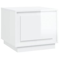 vidaXL Mesa de centro madera contrachapada blanco brillo 51x50x44 cm