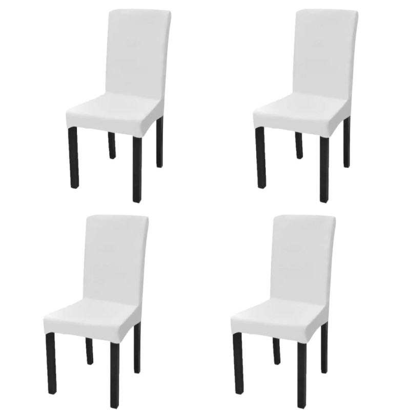 vidaXL Funda de silla elástica recta 4 unidades blanca vidaXL Funda de silla elástica recta 4 unidades blanca