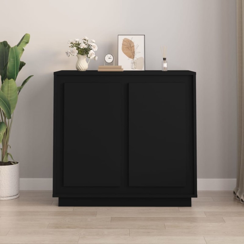 vidaXL Aparador de madera contrachapada negro 80x34x75 cm