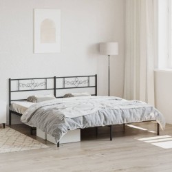 vidaXL Estructura de cama con cabecero metal negro 200x200 cm