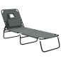 vidaXL Tumbona plegable acero recubrimiento en polvo tela Oxford gris vidaXL Tumbona plegable acero recubrimiento en polvo tela Oxford gris