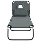 vidaXL Tumbona plegable acero recubrimiento en polvo tela Oxford gris vidaXL Tumbona plegable acero recubrimiento en polvo tela Oxford gris