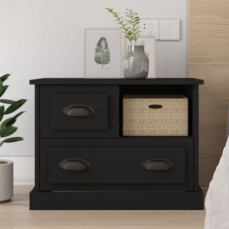 vidaXL Mesita de noche negra 60x39x45 cm vidaXL Mesita de noche negra 60x39x45 cm
