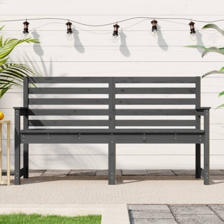 vidaXL Banco de jardín madera maciza de pino gris 159,5x48x91,5 cm