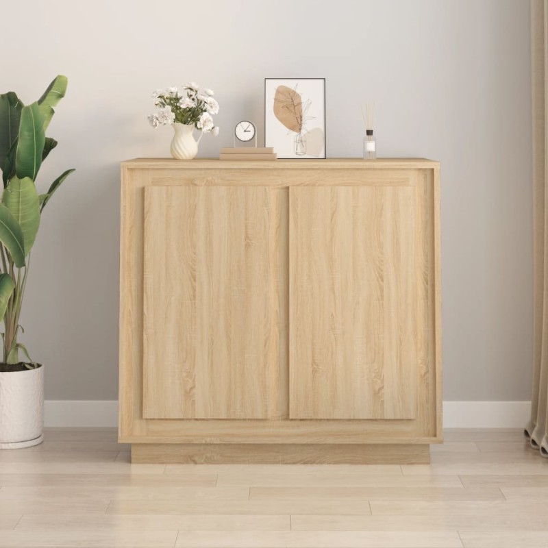 vidaXL Aparador madera contrachapada color roble Sonoma 80x34x75 cm vidaXL Aparador madera contrachapada color roble Sonoma 80x34x75 cm