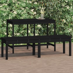 vidaXL Banco jardín 2 plazas madera maciza pino negro 159,5x44x45 cm