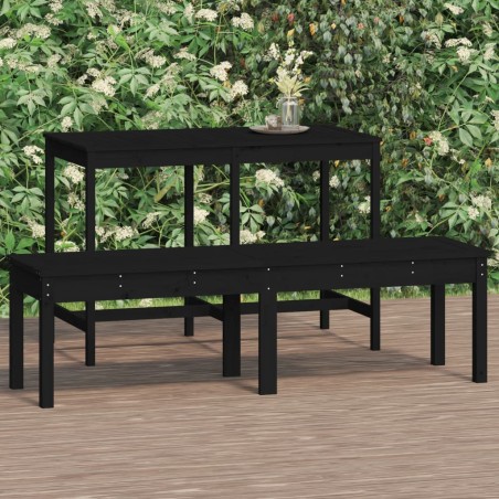 vidaXL Banco jardín 2 plazas madera maciza pino negro 159,5x44x45 cm