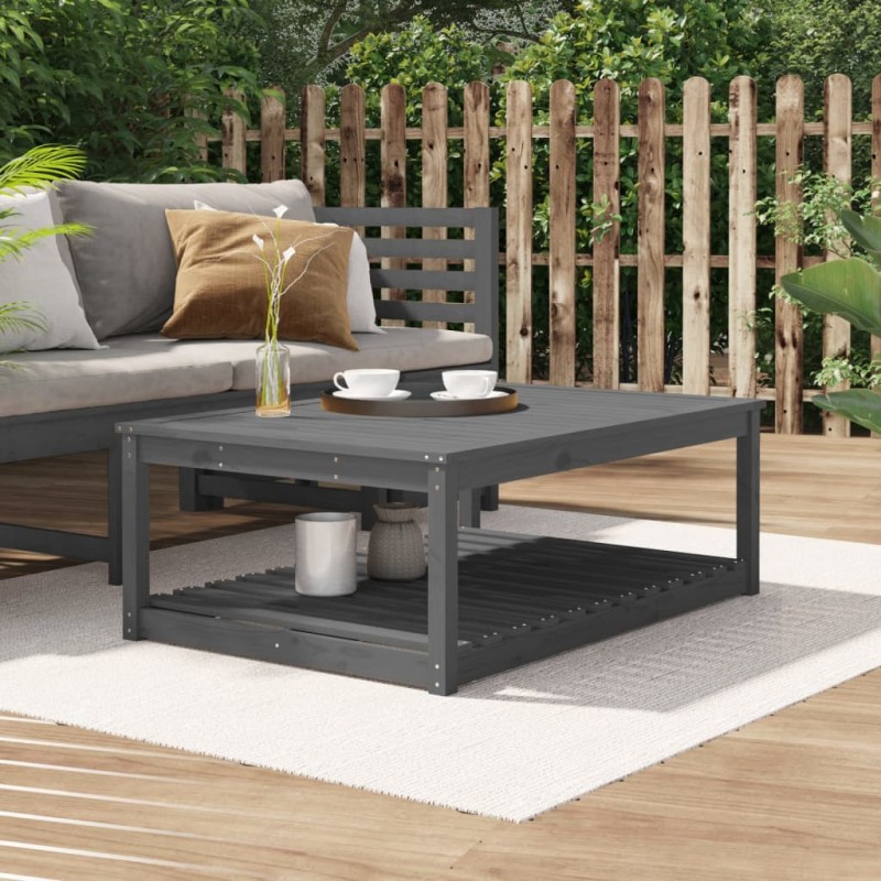 vidaXL Mesa de jardín madera maciza pino gris 121x82,5x45 cm vidaXL Mesa de jardín madera maciza pino gris 121x82,5x45 cm