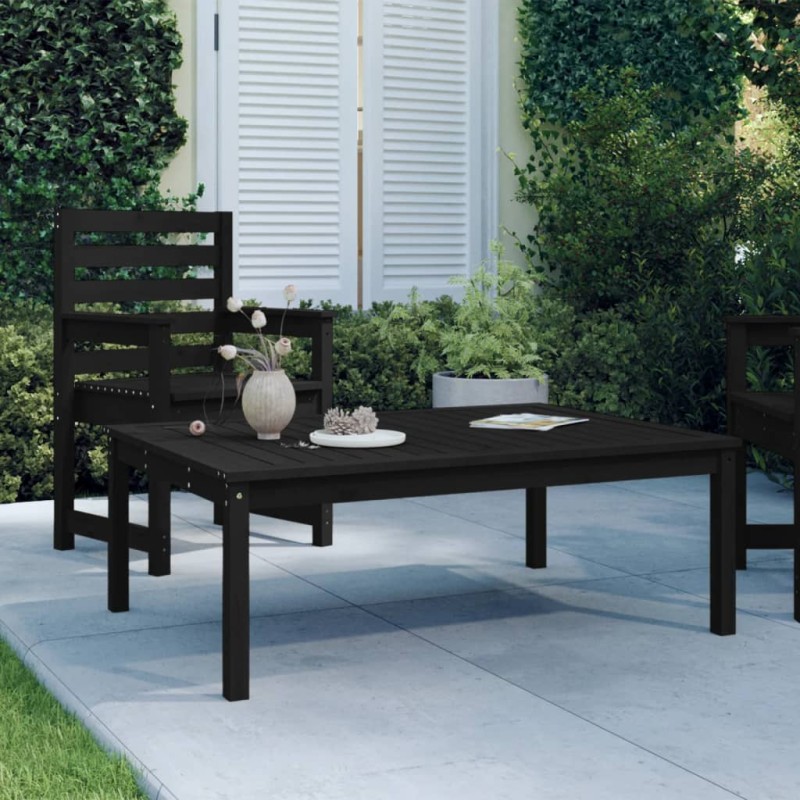 vidaXL Mesa de jardín madera maciza pino negro 121x82,5x45 cm vidaXL Mesa de jardín madera maciza pino negro 121x82,5x45 cm