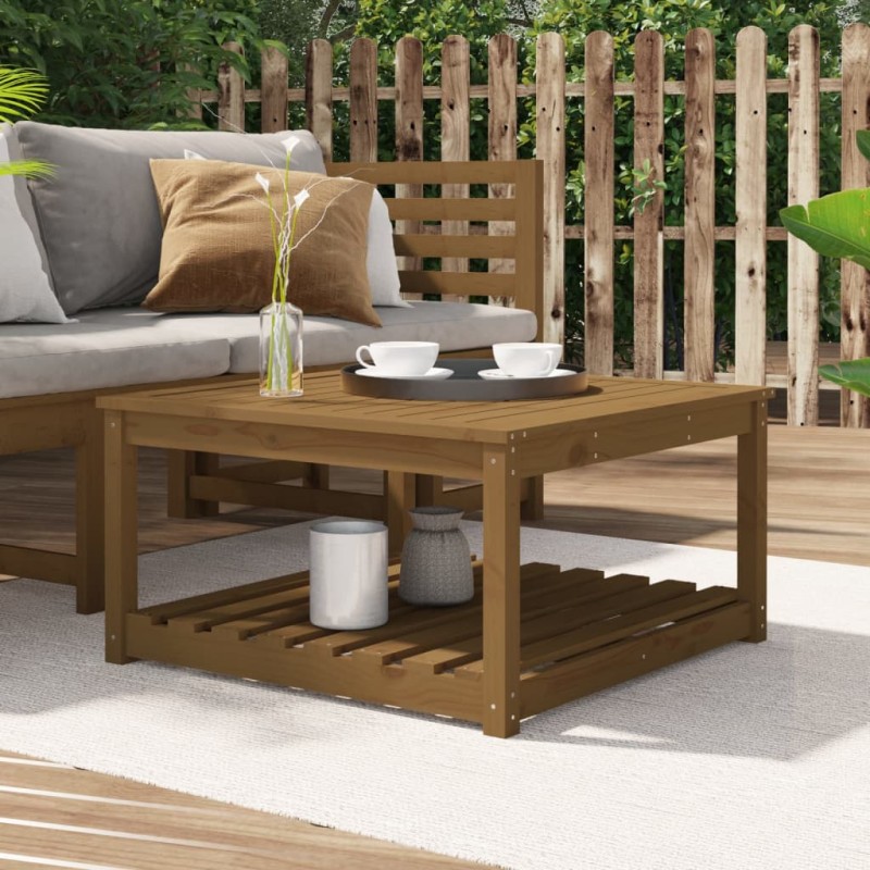 vidaXL Mesa de jardín madera maciza pino marrón miel 82,5x82,5x45 cm vidaXL Mesa de jardín madera maciza pino marrón miel 82,5x82,5x45 cm