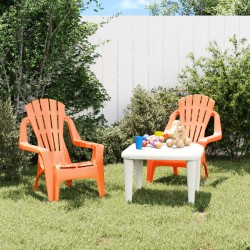 vidaXL Sillas jardín niños 2 uds aspecto madera PP naranja 37x34x44 cm