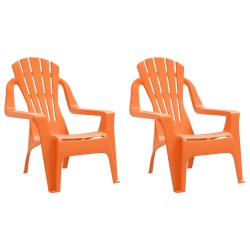 vidaXL Sillas jardín niños 2 uds aspecto madera PP naranja 37x34x44 cm