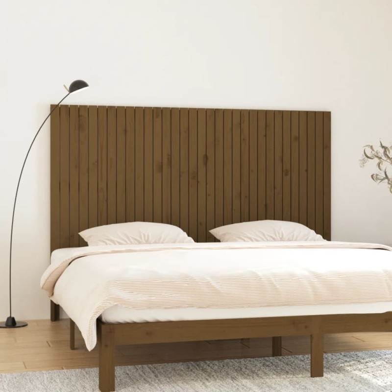 vidaXL Cabecero cama pared madera maciza pino marrón miel 204x3x110 cm vidaXL Cabecero cama pared madera maciza pino marrón miel 204x3x110 cm