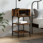 vidaXL Mesita de noche madera de ingeniería roble ahumado 35x34,5x70cm vidaXL Mesita de noche madera de ingeniería roble ahumado 35x34,5x70cm