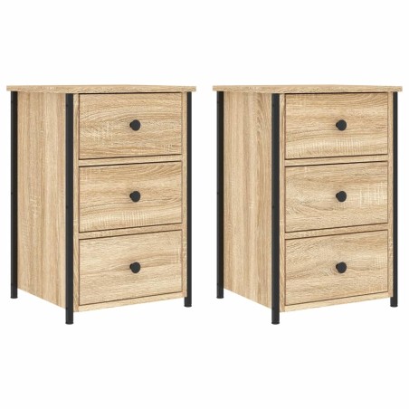 vidaXL Mesitas noche 2 uds madera ingeniería roble Sonoma 40x36x60 cm