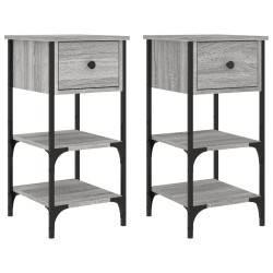 vidaXL Mesitas noche 2 uds madera ingeniería gris Sonoma 34x36x70 cm