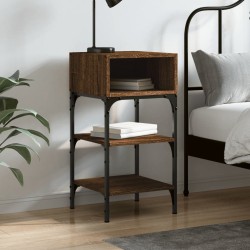vidaXL Mesita de noche madera de ingeniería marrón roble 35x34,5x70 cm