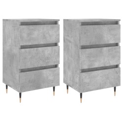 vidaXL Mesitas noche 2 uds madera ingeniería gris hormigón 40x35x69 cm