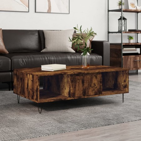 vidaXL Mesa de centro madera de ingeniería roble ahumado 104x60x35 cm