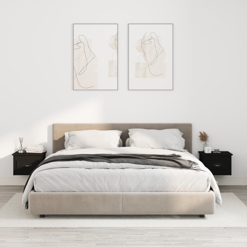 vidaXL Mesitas de noche de pared 2 uds negra 41,5x36x28 cm vidaXL Mesitas de noche de pared 2 uds negra 41,5x36x28 cm