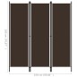 vidaXL Biombo divisor de 3 paneles marrón 150x180 cm vidaXL Biombo divisor de 3 paneles marrón 150x180 cm
