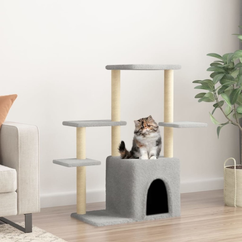 vidaXL Rascador para gatos con postes de sisal gris claro 97,5 cm vidaXL Rascador para gatos con postes de sisal gris claro 97,5 cm