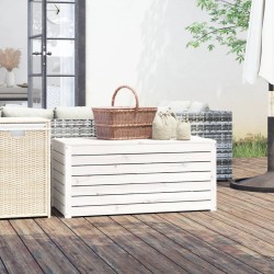 vidaXL Baúl de jardín madera maciza de pino blanco 101x50,5x46,5 cm