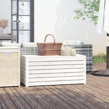 vidaXL Baúl de jardín madera maciza de pino blanco 101x50,5x46,5 cm