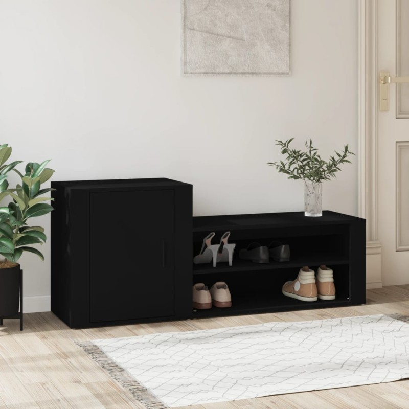vidaXL Mueble zapatero madera contrachapada negro 130x35x54 cm