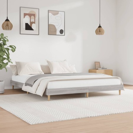 vidaXL Estructura de cama madera contrachapada gris Sonoma 140x200 cm