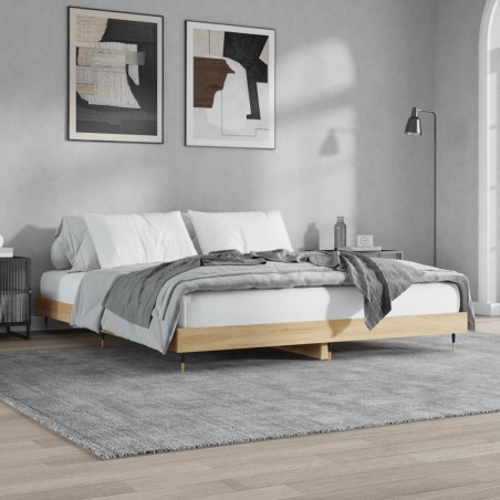 vidaXL Estructura de cama madera contrachapada roble Sonoma 200x200 cm