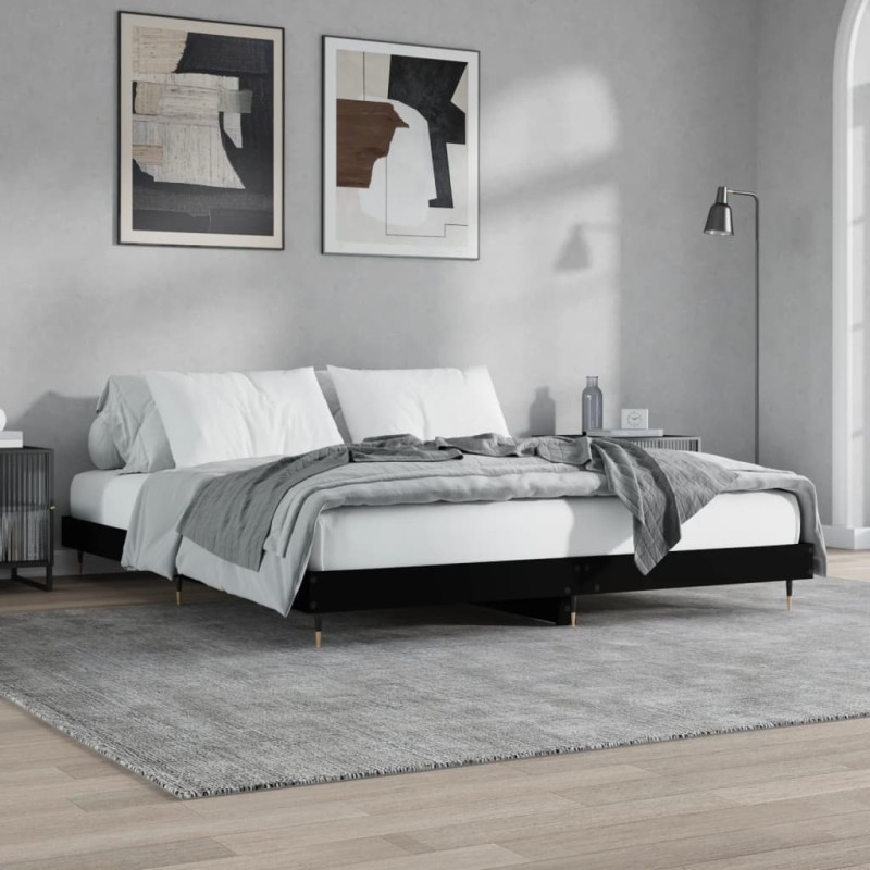 vidaXL Estructura de cama madera contrachapada negra 200x200 cm vidaXL Estructura de cama madera contrachapada negra 200x200 cm