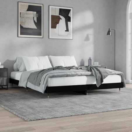 vidaXL Estructura de cama madera contrachapada negra 200x200 cm