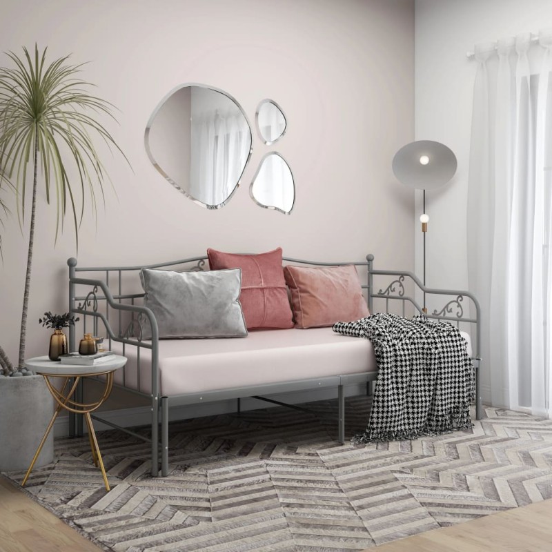 vidaXL Estructura de sofá cama extraíble de metal gris 90x200 cm vidaXL Estructura de sofá cama extraíble de metal gris 90x200 cm