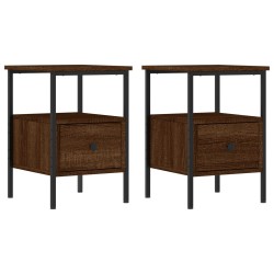 vidaXL Mesitas noche 2 uds madera ingeniería marrón roble 34x36x50 cm