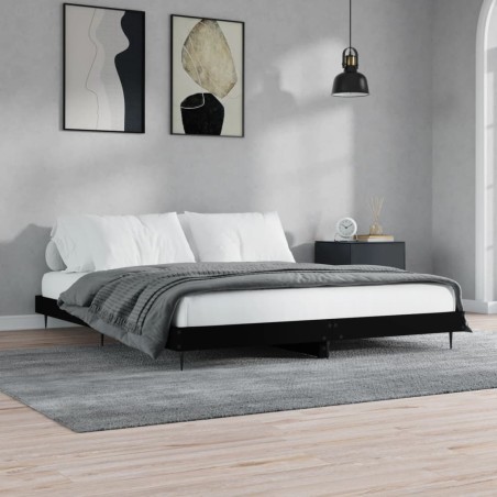 vidaXL Estructura de cama madera contrachapada negra 200x200 cm
