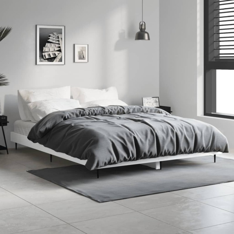 vidaXL Estructura de cama de madera contrachapada blanca 140x190 cm vidaXL Estructura de cama de madera contrachapada blanca 140x190 cm