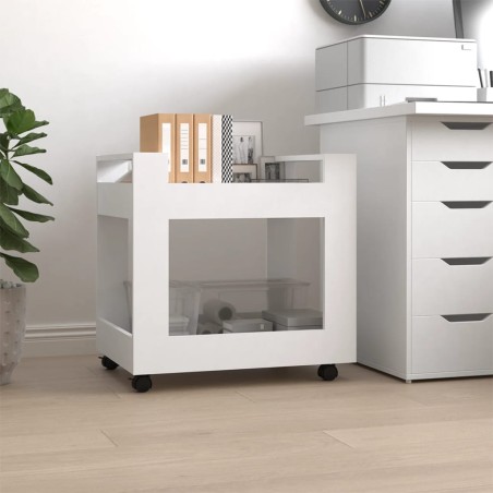 vidaXL Carrito de escritorio madera contrachapada blanco 60x45x60 cm