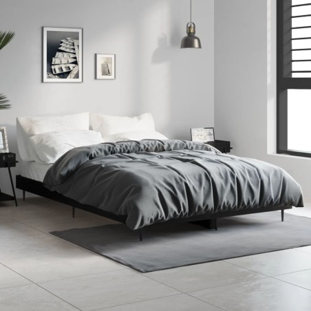 vidaXL Estructura de cama de madera contrachapada negra 120x190 cm