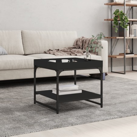 vidaXL Mesa de centro madera de ingeniería negro 49,5x49,5x45 cm