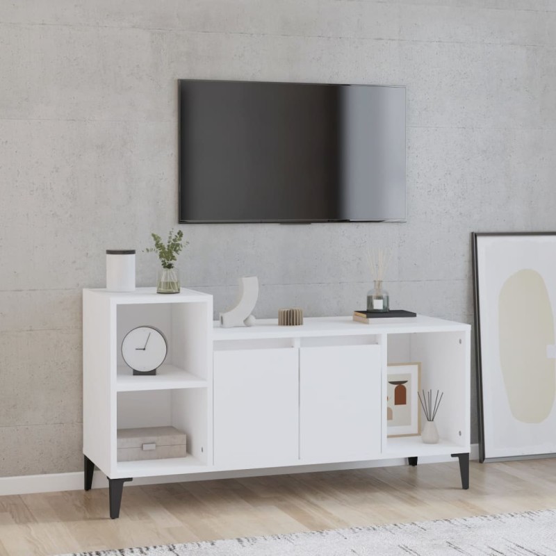 vidaXL Mueble para TV madera contrachapada blanco 100x35x55 cm vidaXL Mueble para TV madera contrachapada blanco 100x35x55 cm