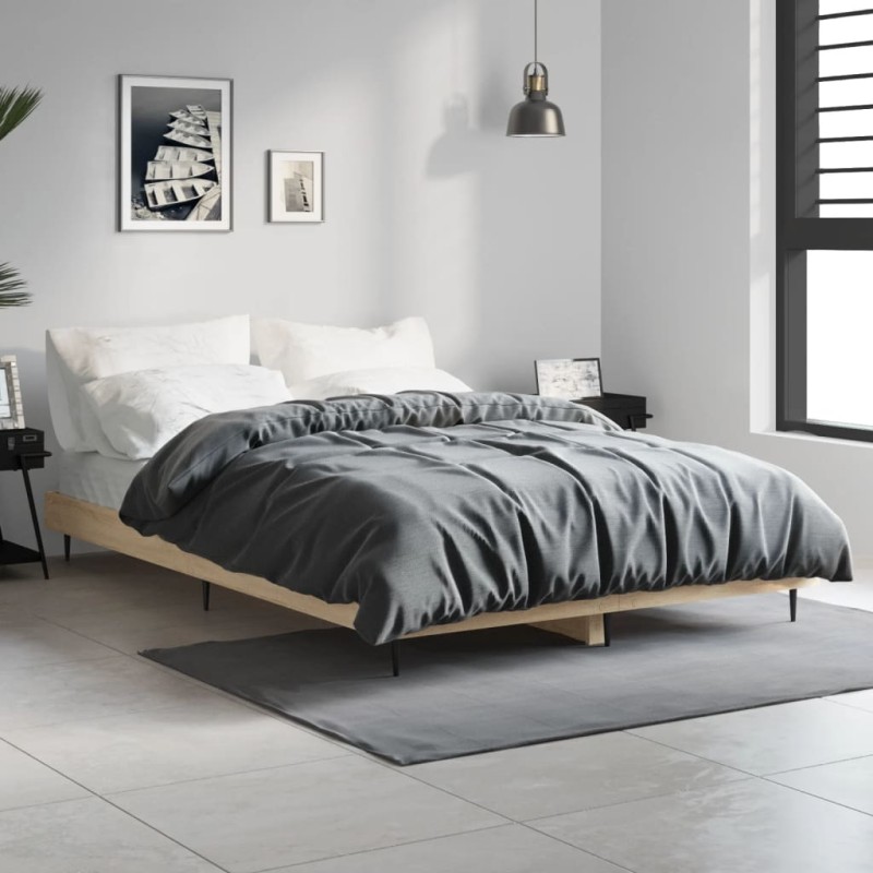 vidaXL Estructura de cama madera contrachapada roble Sonoma 120x190 cm vidaXL Estructura de cama madera contrachapada roble Sonoma 120x190 cm