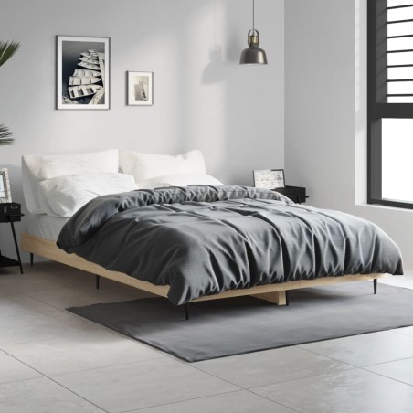 vidaXL Estructura de cama madera contrachapada roble Sonoma 120x190 cm