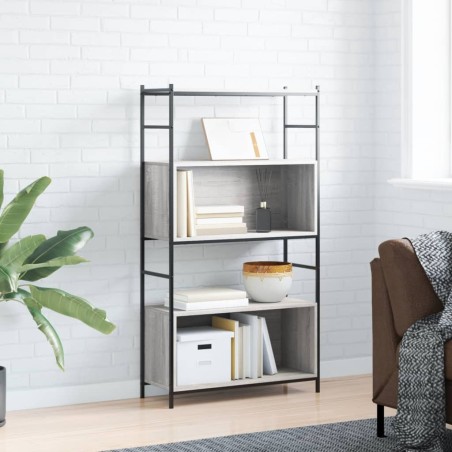 vidaXL Estantería hierro madera ingeniería gris Sonoma 80x30x145,5 cm