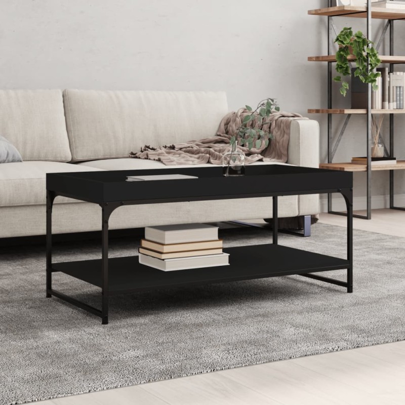 vidaXL Mesa de centro madera de ingeniería negro 100x49x45 cm vidaXL Mesa de centro madera de ingeniería negro 100x49x45 cm